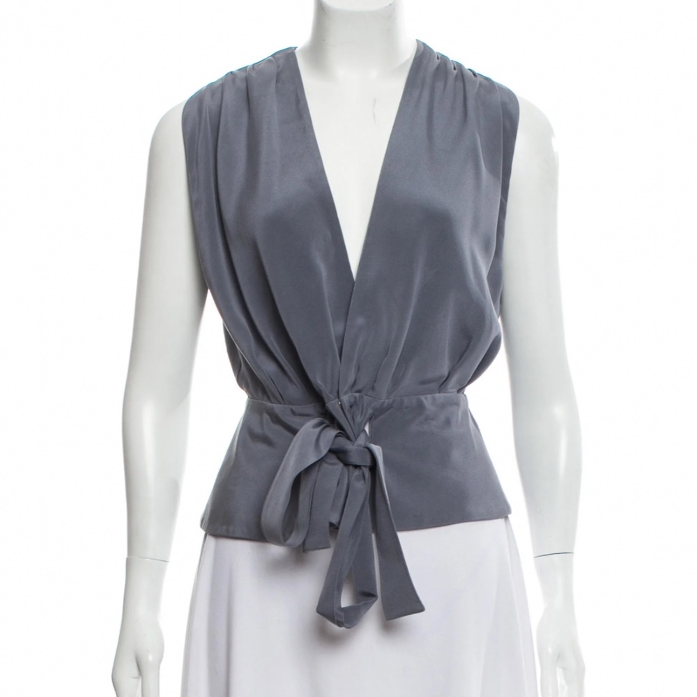 Balenciaga silk plunge v neck top